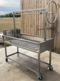 Stainless Steel Argentine Grill with Side Brasero Includes Legs with Casters