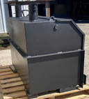 Wood Fire BBQ Grill, Lid with smoke stacks, Legs with Casters