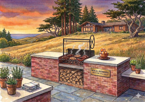 Argentine Grill Kit with Side Brasero | Bolt-In Masonry Model 241115