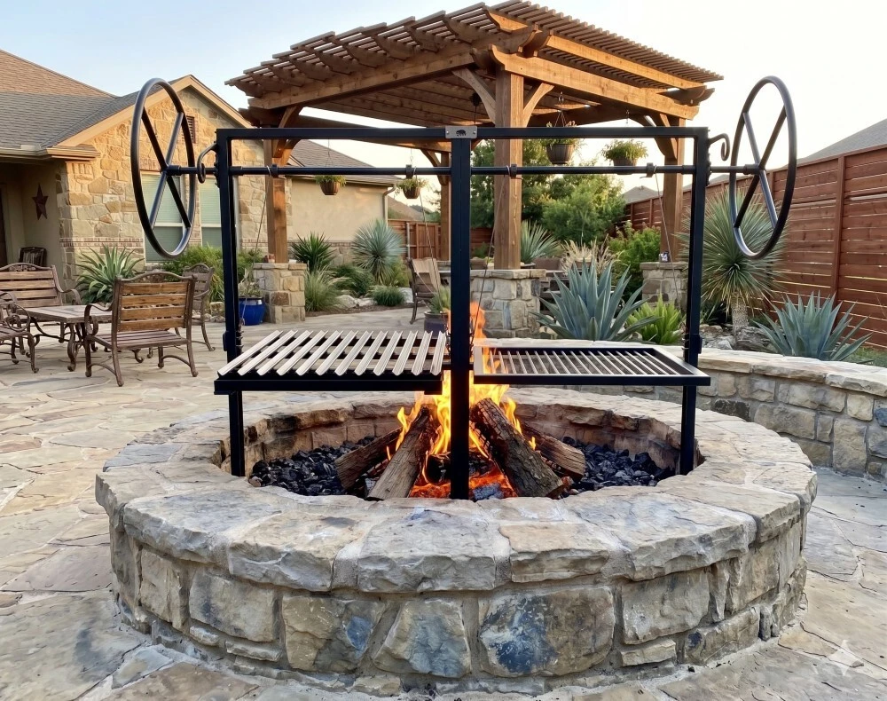 Santa-Maria-dual-round-rod-grill-kit-backyard-fire-pit