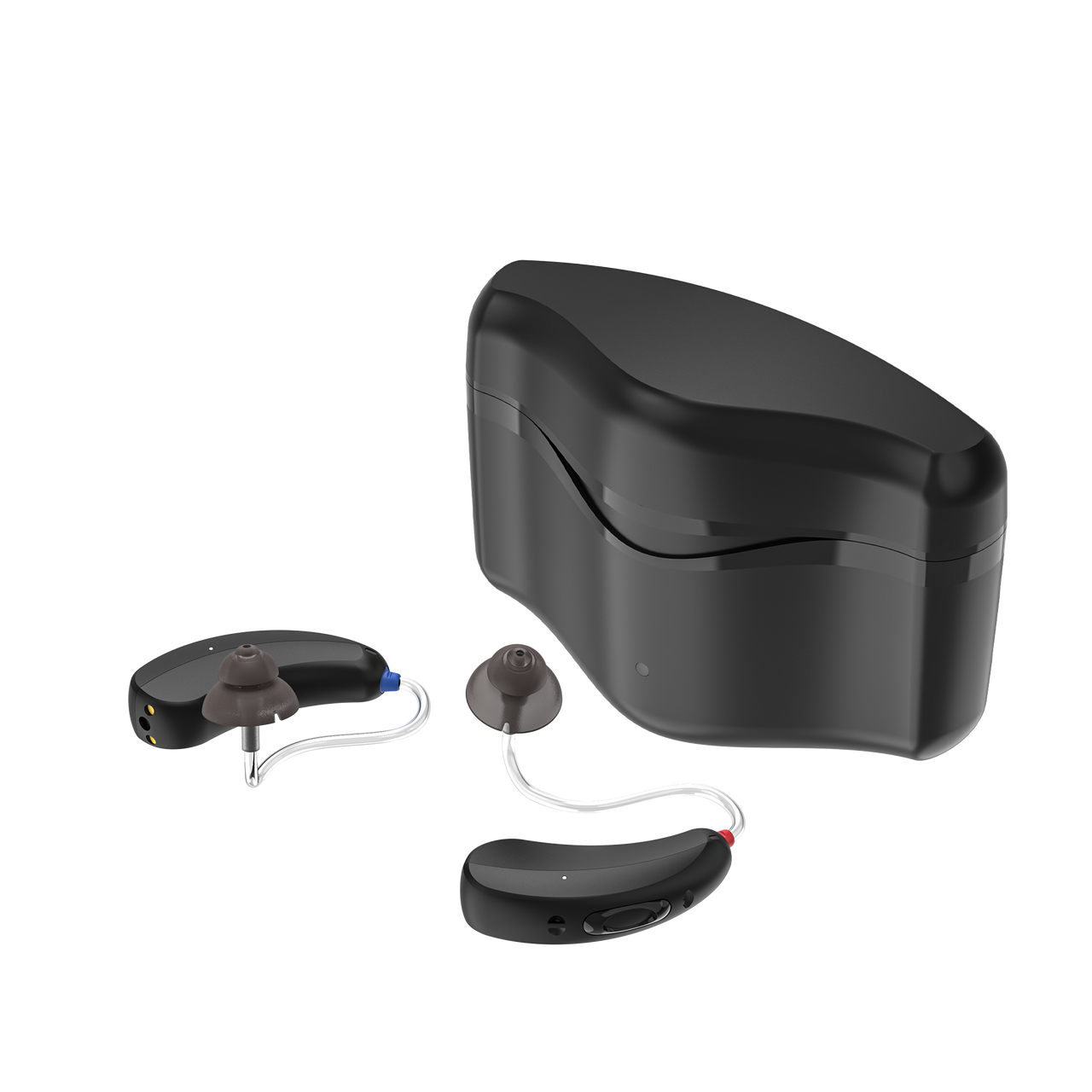 Long Life 16 CH Programmable Bluetooth Music and Phone Streaming Primo DA803 Lithium Rechargeable Hearing Aids PAIR next to charger