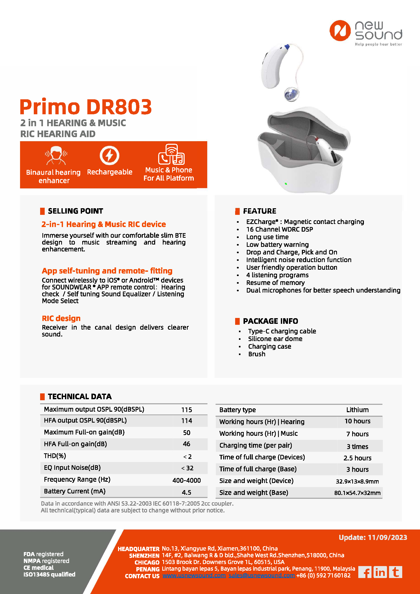 New Sound DR803 Bluetooth Hearing Aid RIC