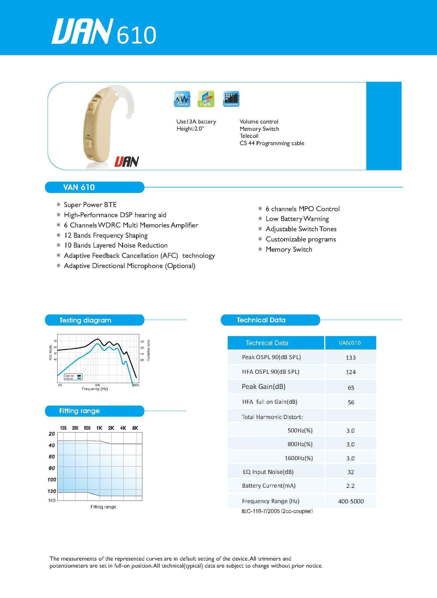 programmable van 610 specification