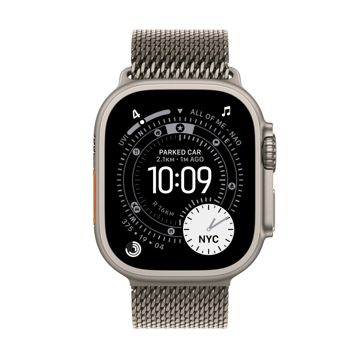 Apple Watch Ultra 3, 49mm Natural Titanium Case with Natural Titanium Milanese Loop