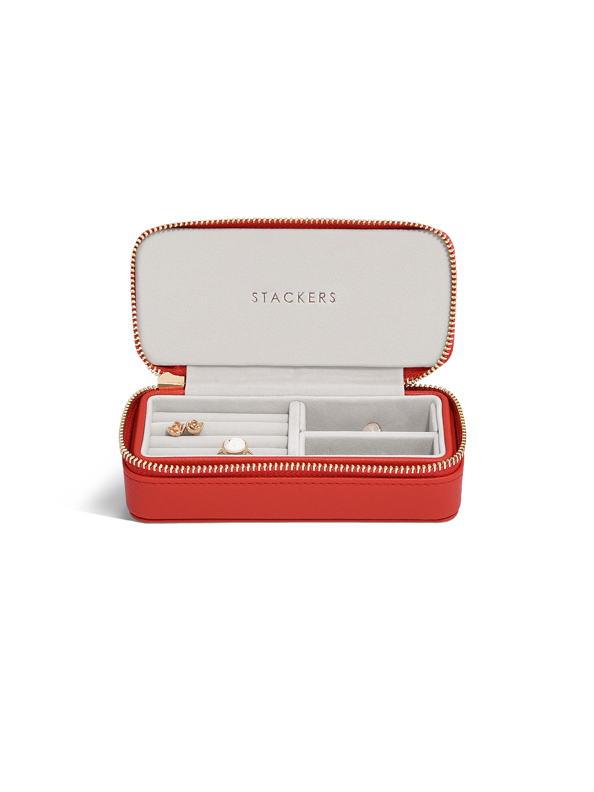 Stackers Red Zipped Travel Jewellery Box - Interior