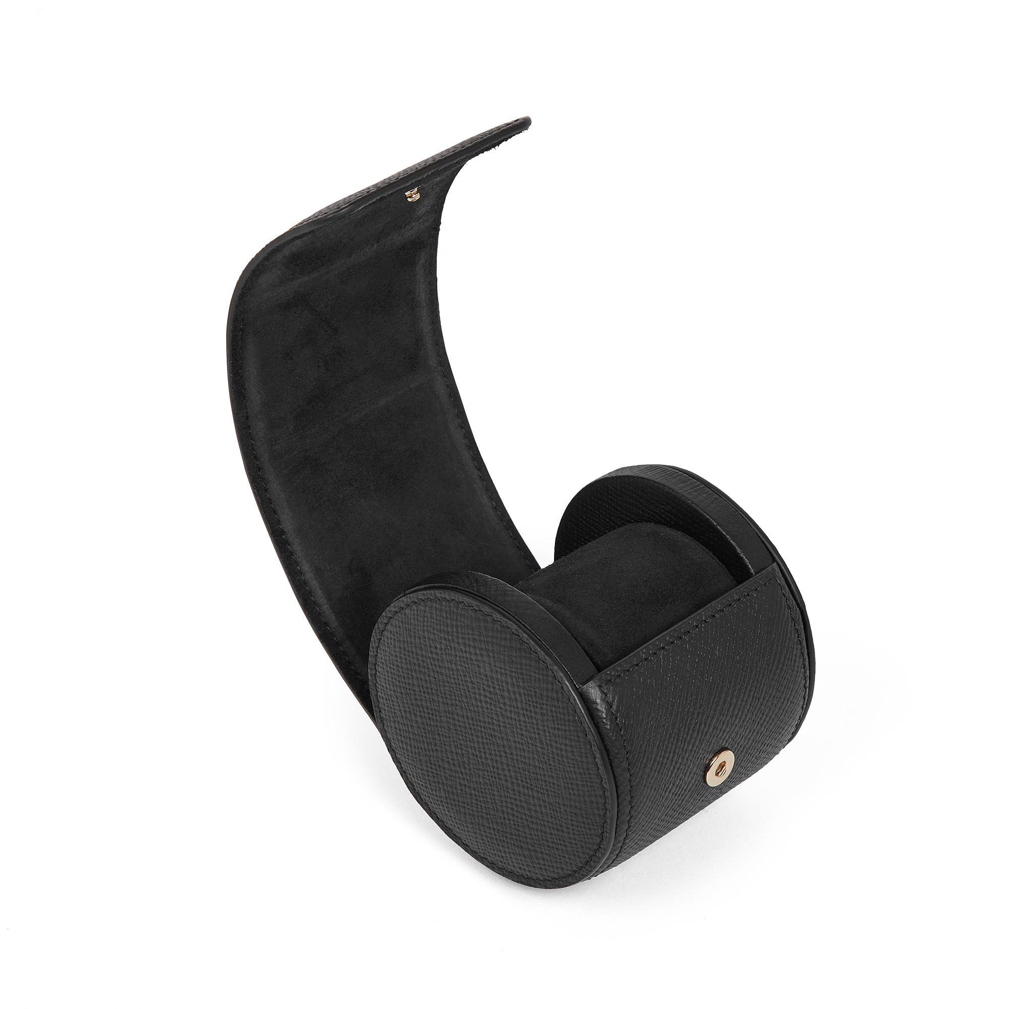 Smythson Black Leather Watch Roll unrolled