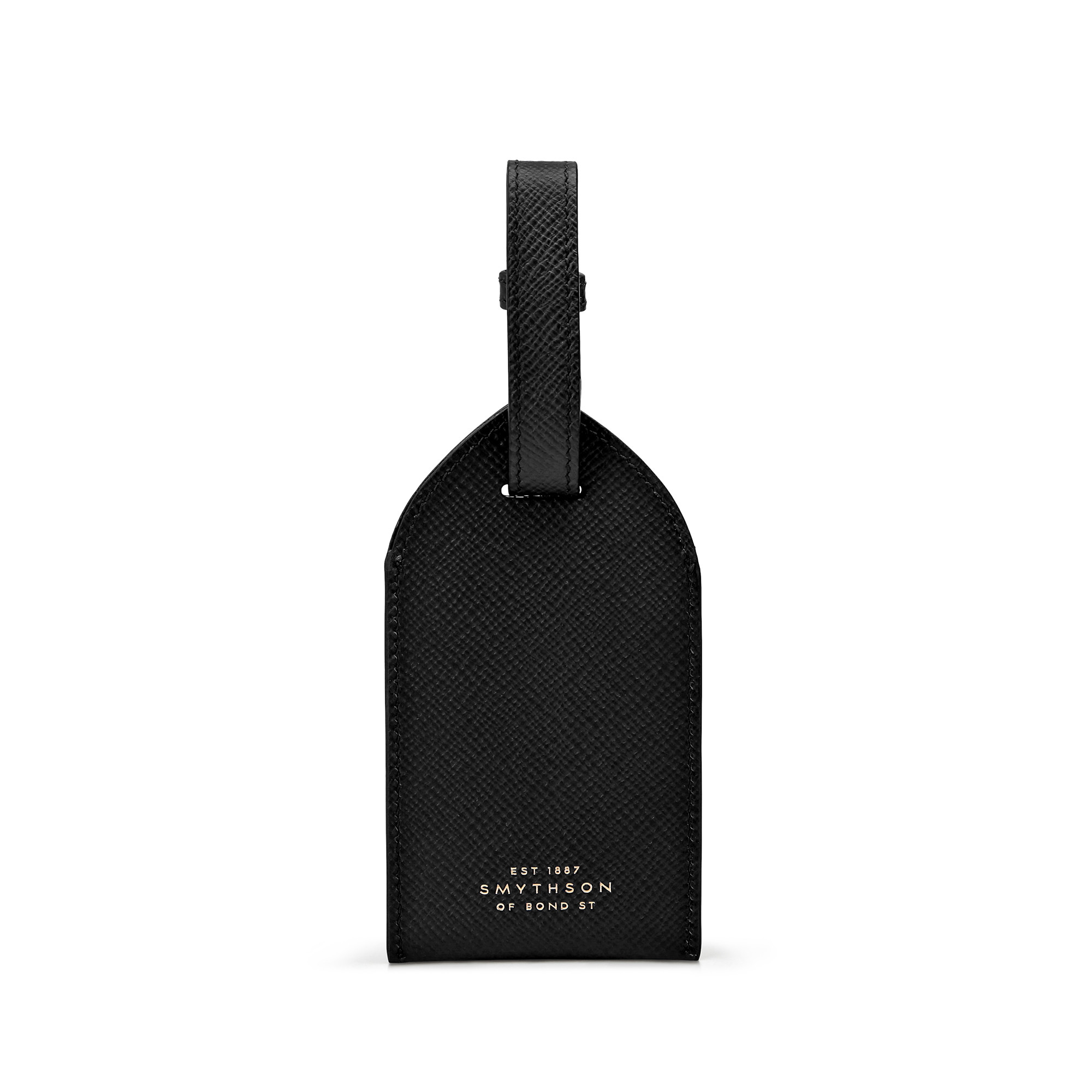 Smythson  Black Leather Luggage Tag  2