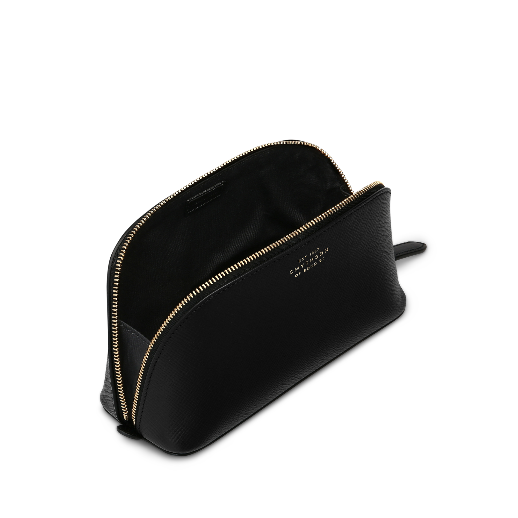 Smythson Black Leather Cosmetic Case open
