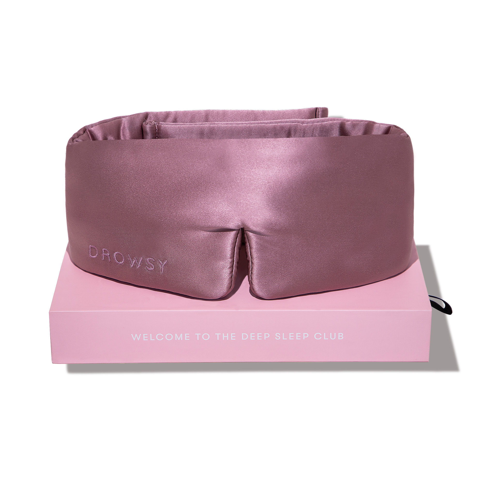 Drowsy Damask Rose Original Silk Sleep Mask - Front with pouch