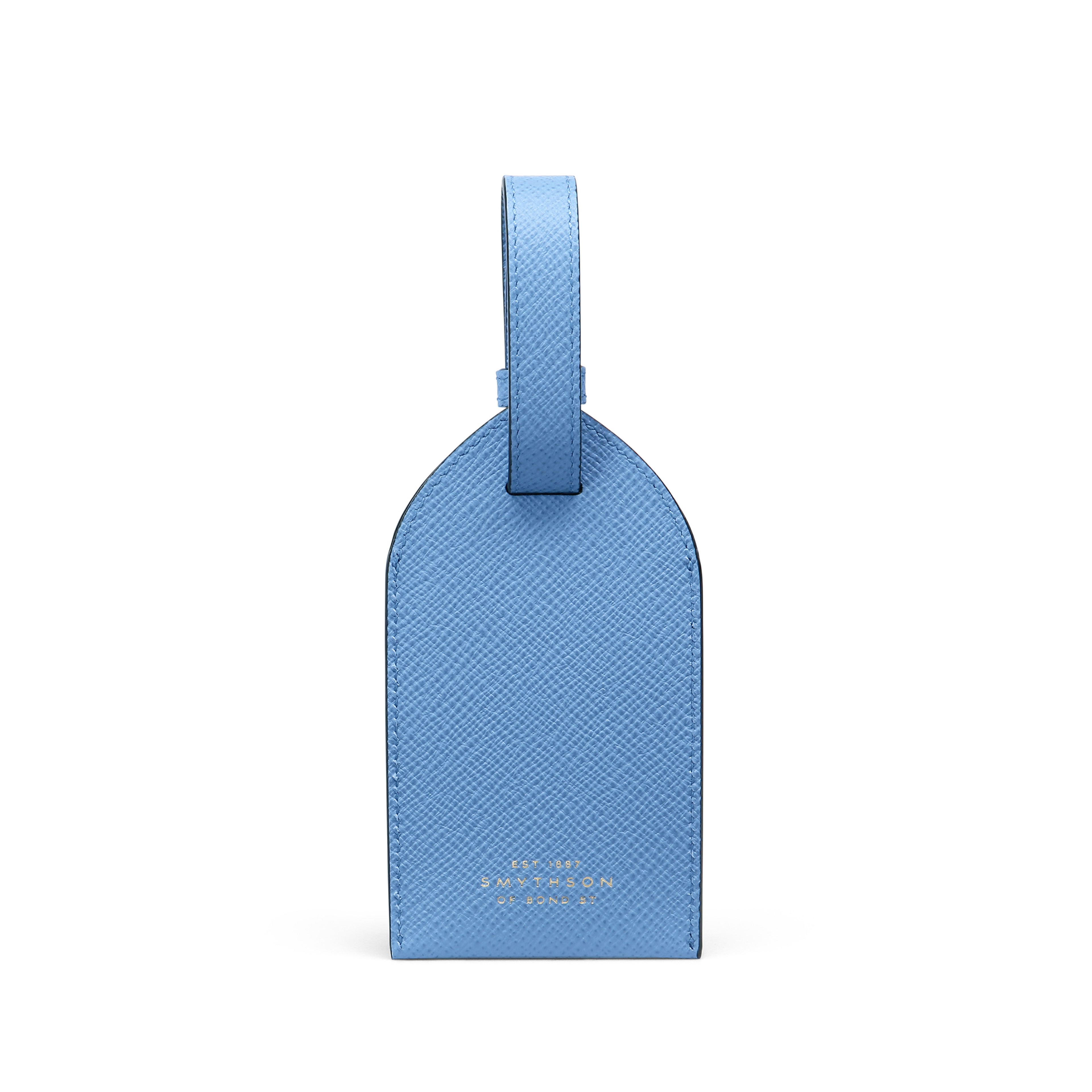Smythson  Blue Leather Luggage Tag reverse