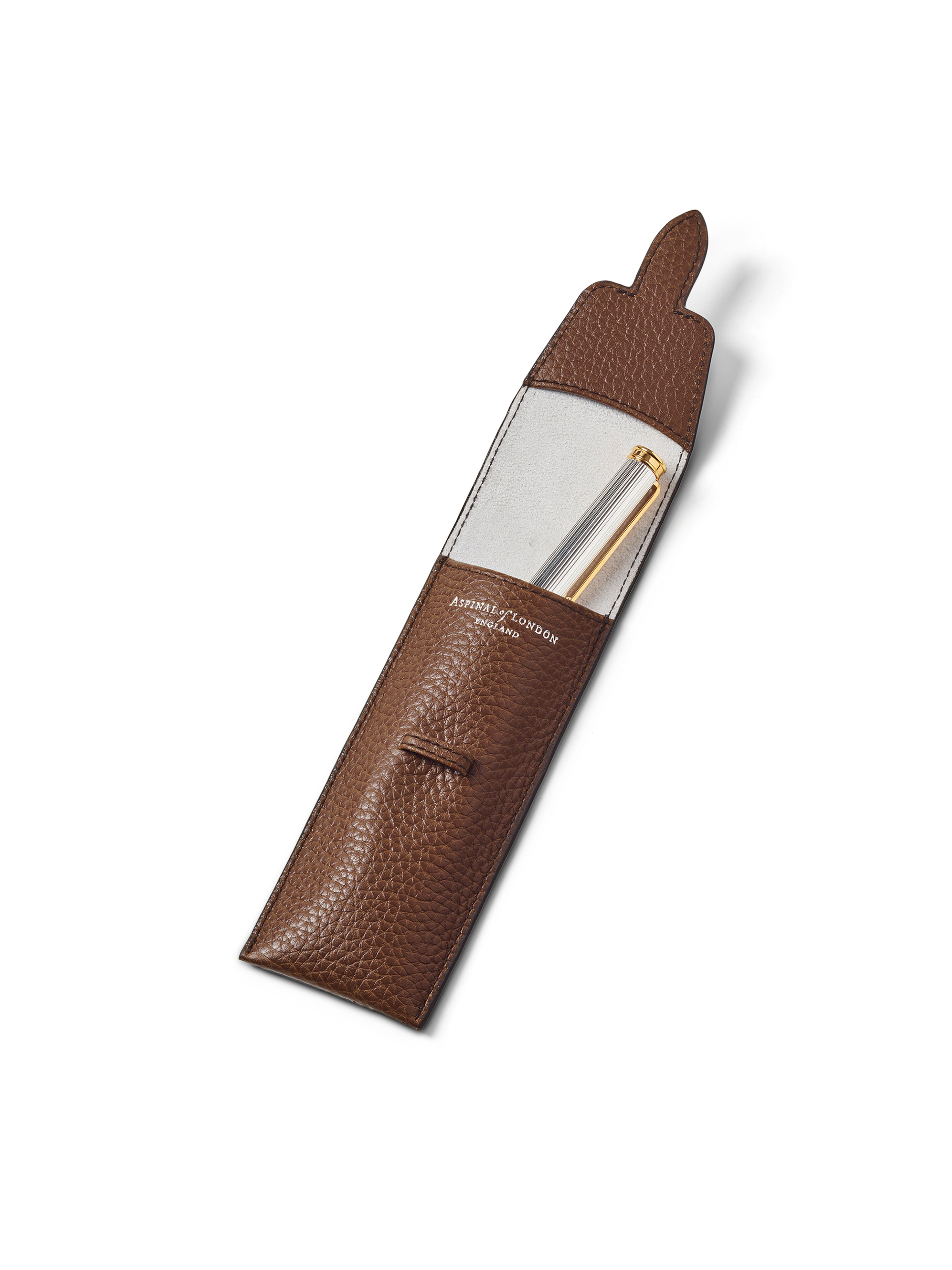 Aspinal of London Brown Leather Pen Holder - Interior