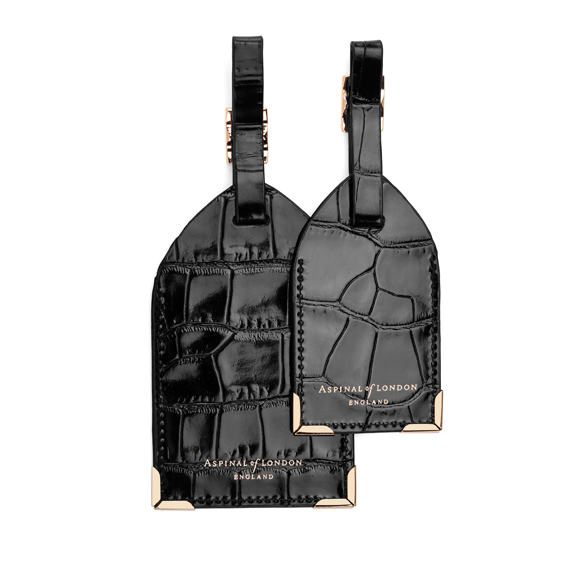 Aspinal of London Black Set Of 2 Luggage Tags - Back