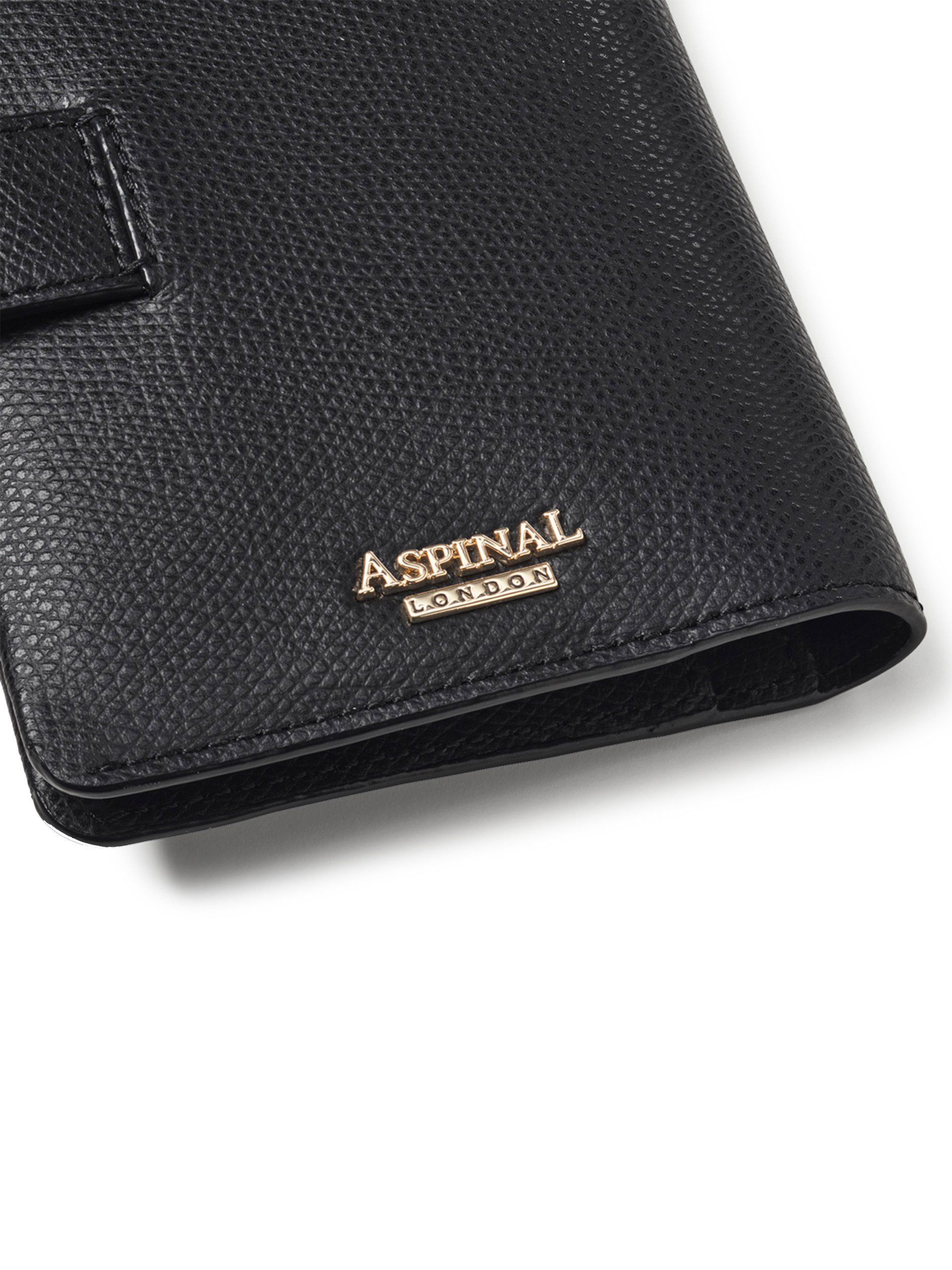 Aspinal of London Black Moleskin Saffiano Duo Passport Cover - Detail