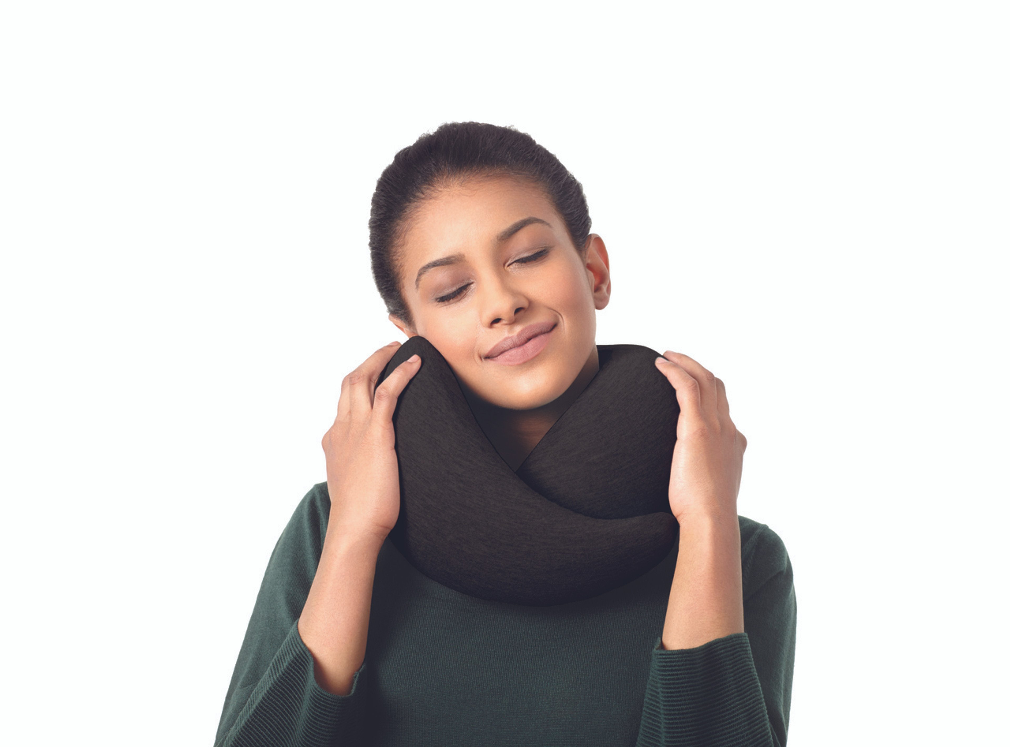 Ostrich Pillow Black Go Neck Pillow - on person