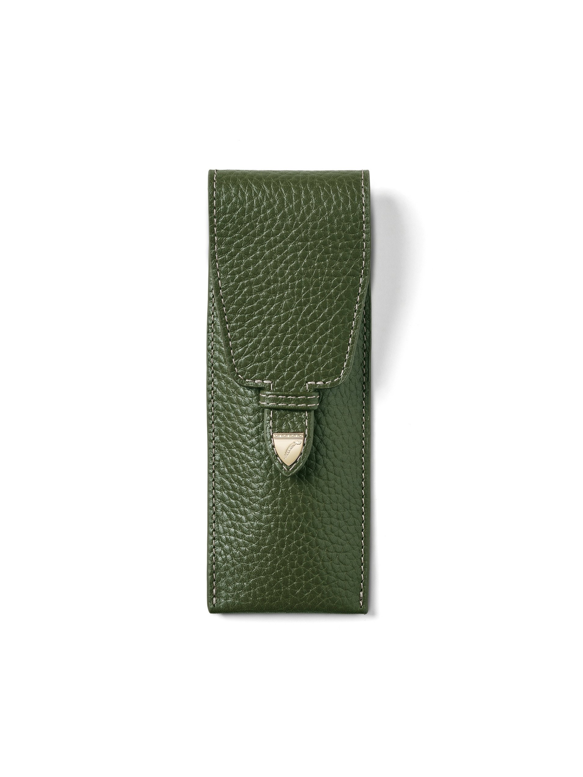 Aspinal of London Green Leather Pen Holder - Front