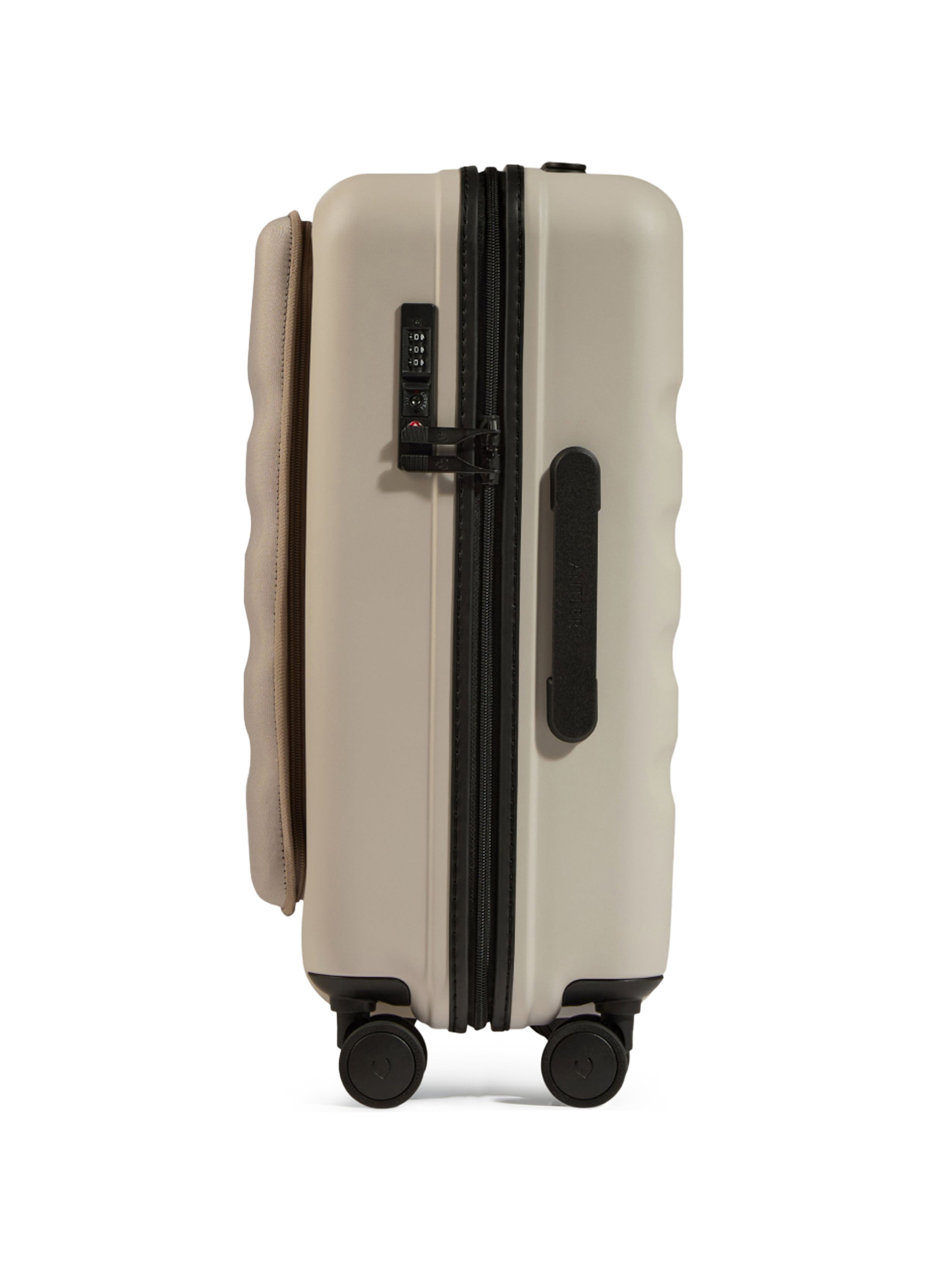 Antler Taupe Icon Stripe Suitcase With Pocket - Side