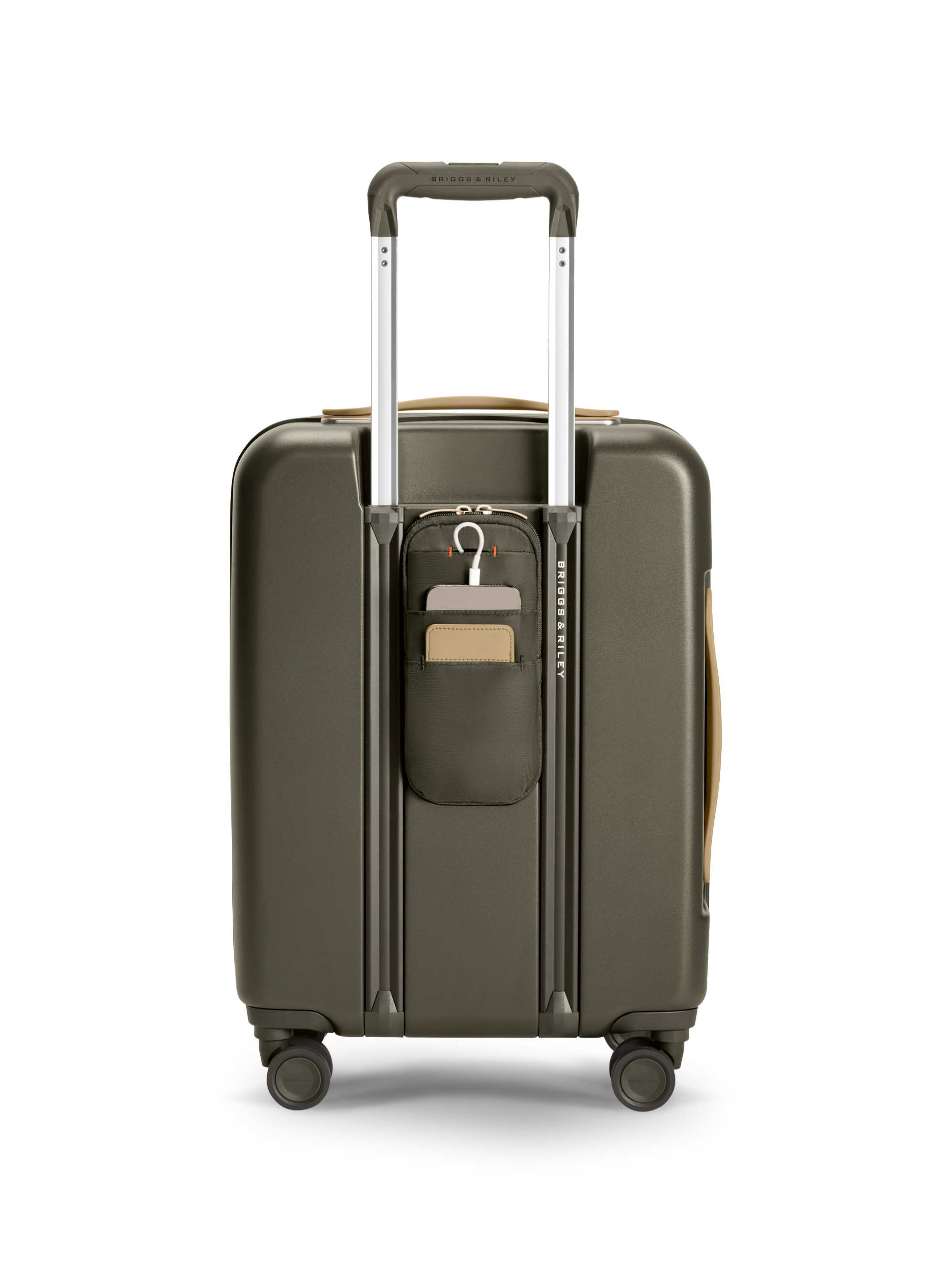 Briggs & Riley Khaki Carry On Expandable Suitcase - Back