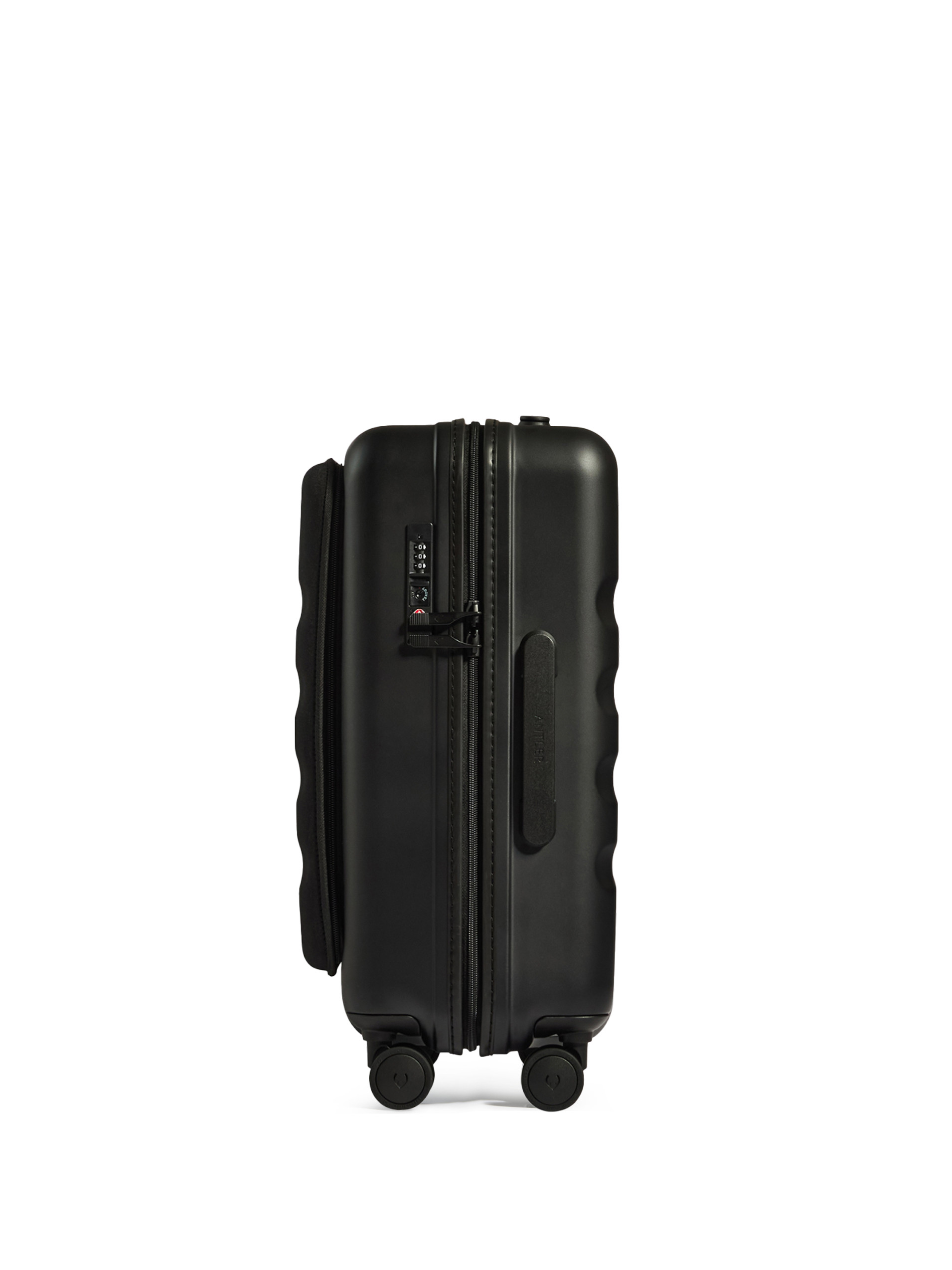 Antler Black Icon Stripe Suitcase With Pocket - Side