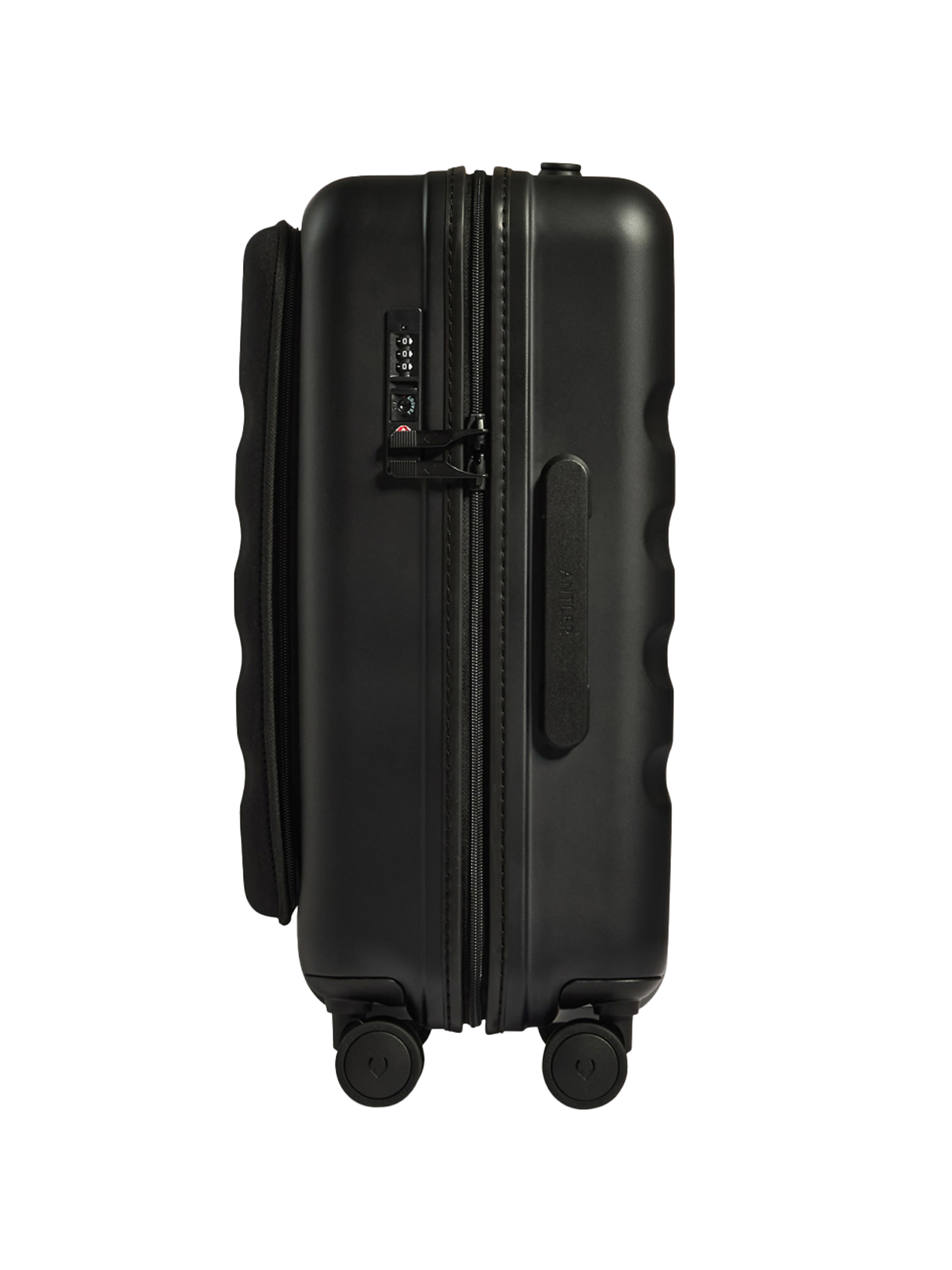 Antler Black Icon Stripe Suitcase With Pocket - Side
