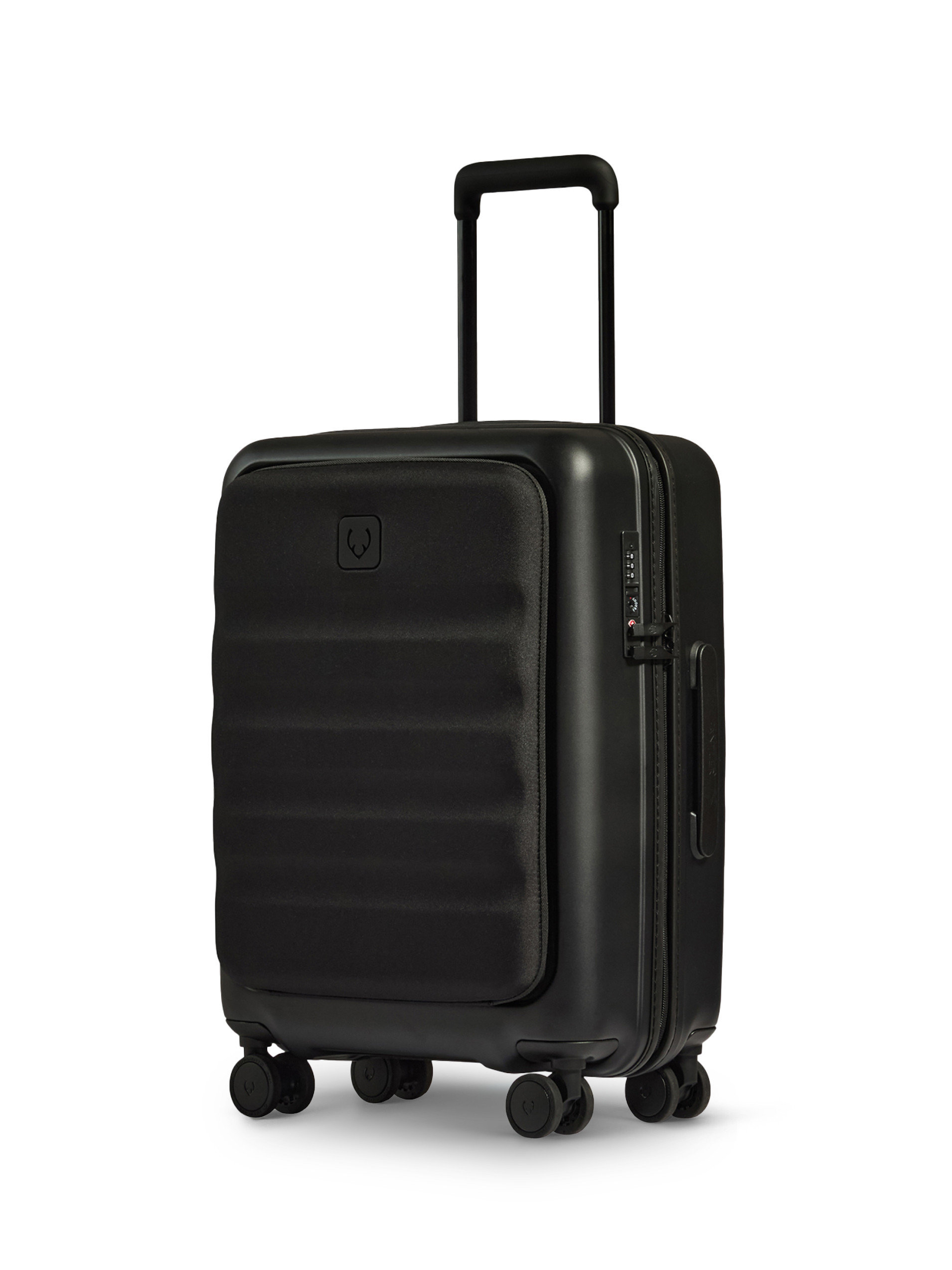 Antler Black Icon Stripe Suitcase With Pocket - Angle