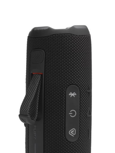 JBL Flip 7 Black Portable Bluetooth Speaker Close