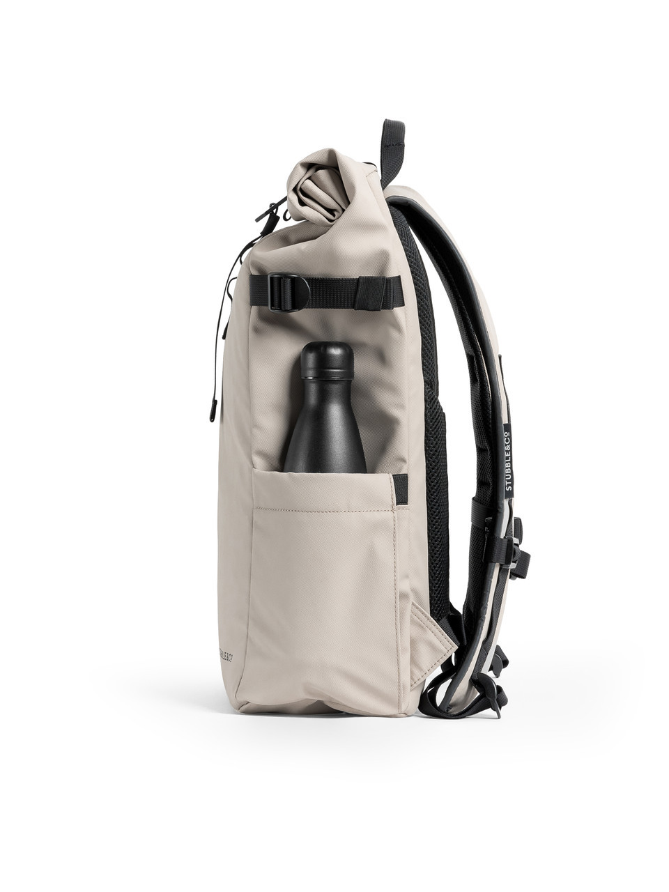 Stubble & Co Beige Rolltop Backpack - Side