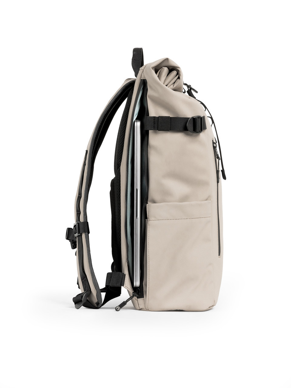 Stubble & Co Beige Rolltop Backpack - Side