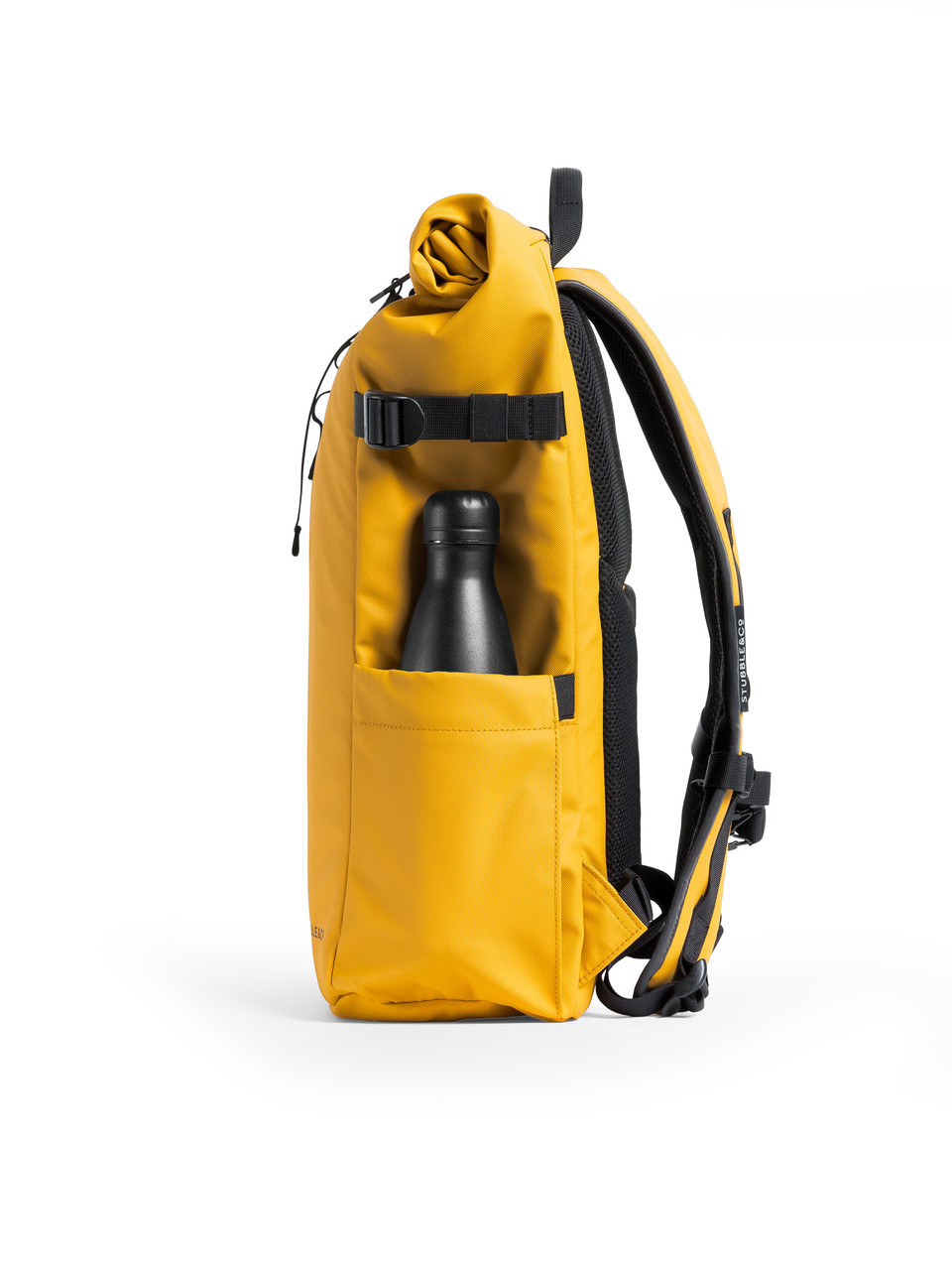 Stubble & Co Yellow Rolltop Backpack - Side