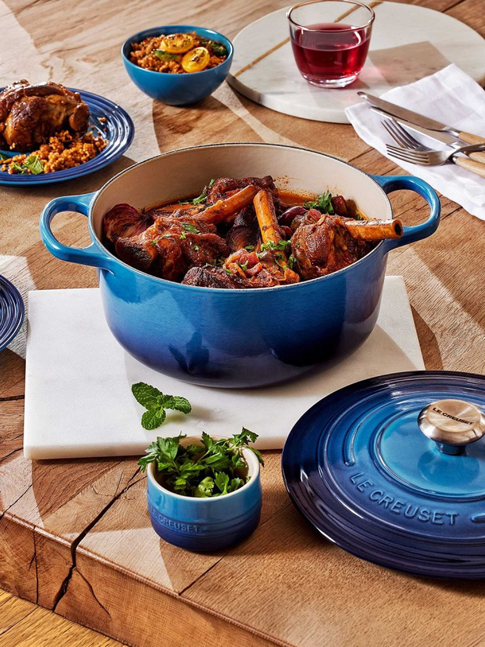 Le Creuset Signature Cast Iron Casserole 24cm Azure