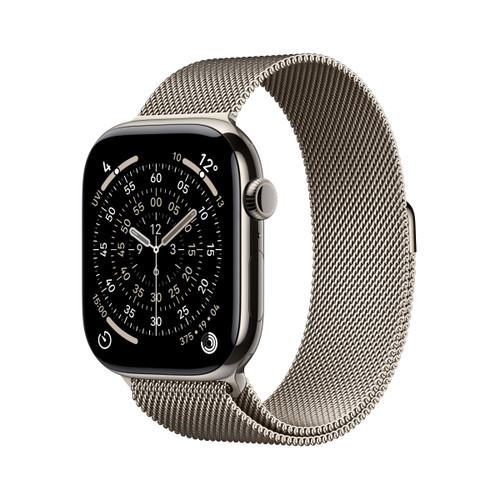Apple Watch Series 11, 46mm Natural Titanium Case with Natural Milanese Loop
