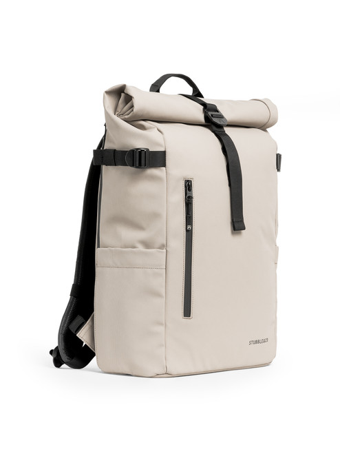 Stubble & Co Beige Roll Top Backpack – waterproof travel backpack