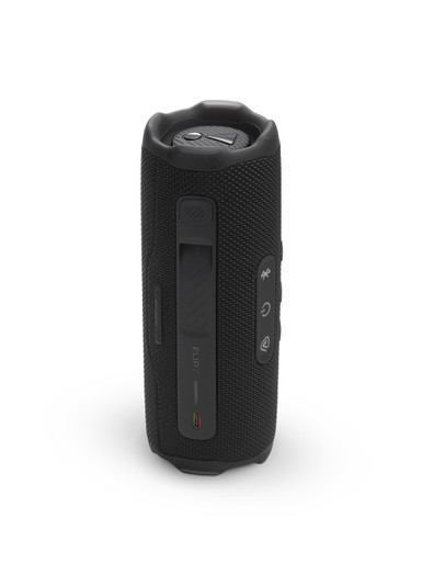 JBL Flip 7 Black Portable Bluetooth Speaker Side