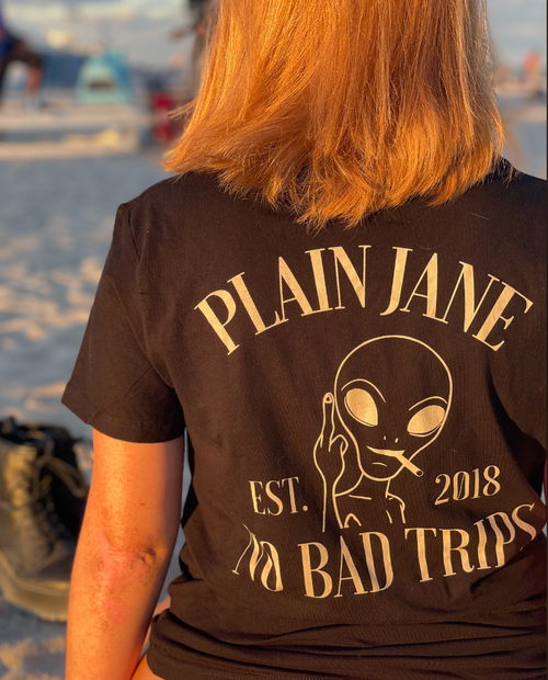 Black Womans Plain Jane No Bad Trips T shirt