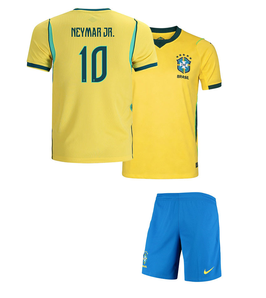 2026 ブラジル NEYMAR JR ホーム 半袖 ユニフォーム 2026 Brazil Neymar JR Home Kids Kit - Coolkitsdirect Football