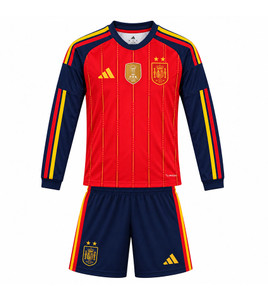 2026 Spain Long Sleeve Home Kids Kit  with free name and number