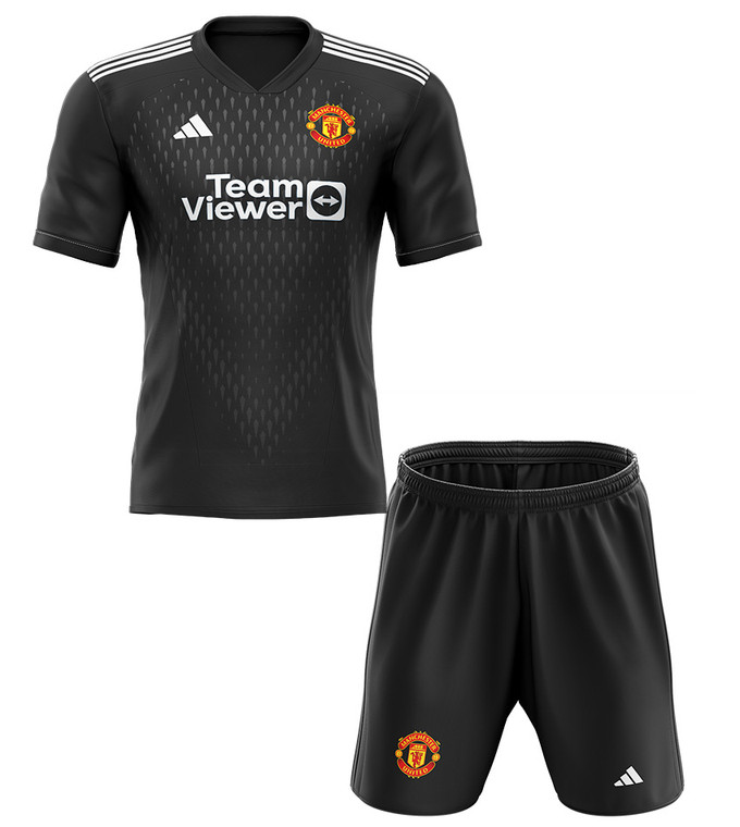 23/24  United Black GK Kids Kit with free name and number