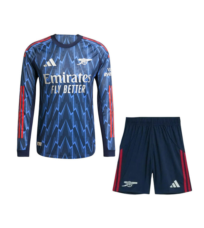 25/26 Arsenal Away Long Sleeve Kids Kit with free name and number