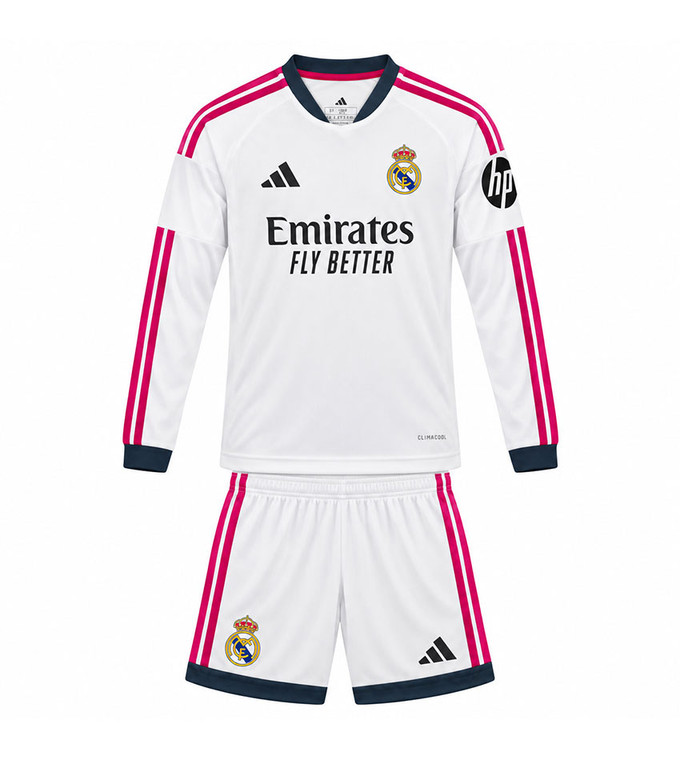  26/27  Real Madrid Home Long Sleeve Kids Kit with free name and number