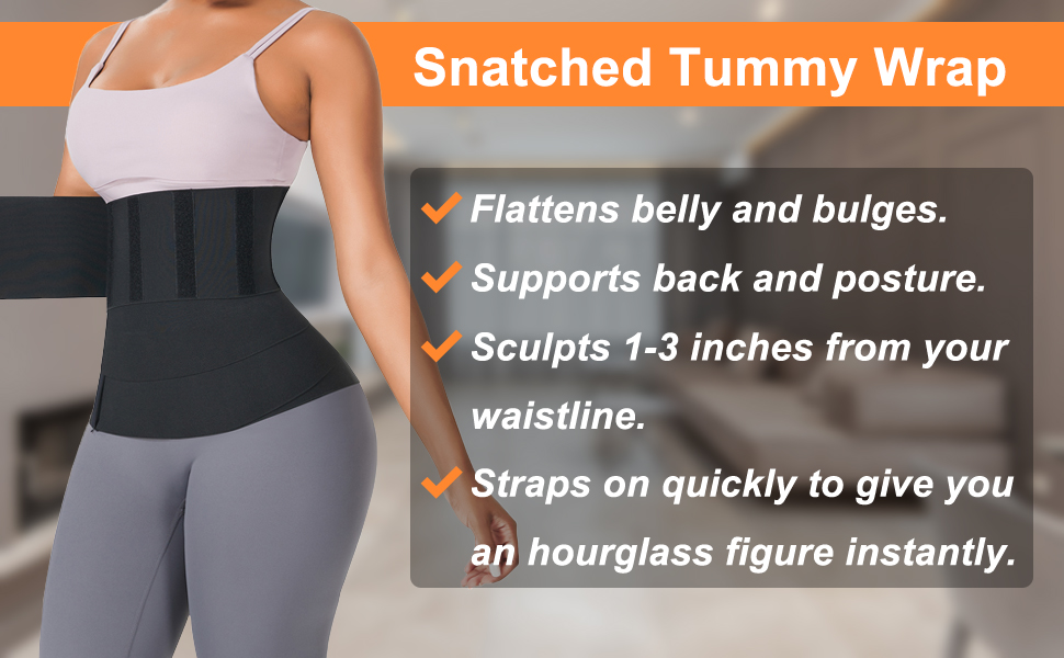 Full Curve Latex Tummy Wrap Unisex Elastic Band Compression One Size Fits  All Xs To 5x Black, 1-Piece