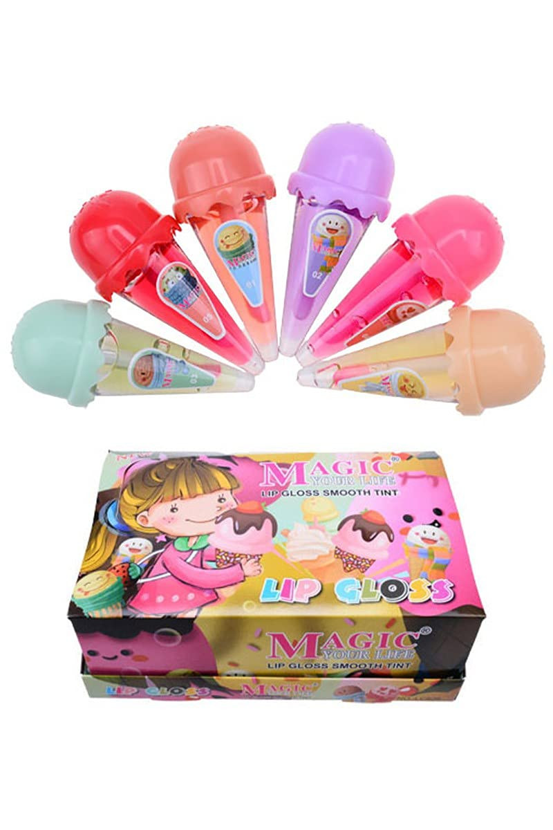 Scented Lip Gloss Smooth Tint Ice Cream Cone 6 Piece Set AT-QAO9-XOO8