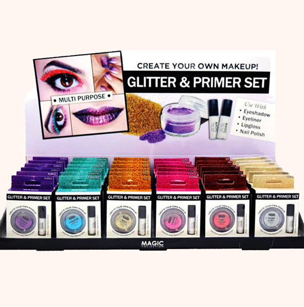 Glitter & Primer Set For Eye Shadow, Eyeliner, Lip Gloss & Nail Polish
