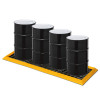 Eagle® 4-Drum Inline SpillNest Spill Containment w 2 Grates, 32.25" x 107.75", 30 Gal, Yellow