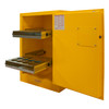 FM Approved, Flammable Storage Cabinet, Holds 24 Aerosol Cans, 1 Door, Manual Close, 2 Sliding Shelves, Safety Yellow