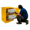 FM Approved, Flammable Storage Cabinet, Holds 24 Aerosol Cans, 1 Door, Manual Close, 2 Sliding Shelves, Safety Yellow