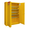FM Approved, Flammable, Paint, Ink Storage Cabinet, 30 Gallon, 2 Doors, Manual Close, 5 Shelves, Safety Yellow