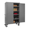Mobile Cabinet, 16 Gauge, 48 x 24 x 81, 4 Adj Shelves, Flush Doors, 6 x 2 Phenolic Casters - 2 rigid, 2 swivel, Lockable, Chrome Handle w/ Keys, Gray