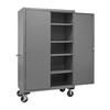 Mobile Cabinet, 16 Gauge, 48 x 24 x 81, 4 Adj Shelves, Flush Doors, 6 x 2 Phenolic Casters - 2 rigid, 2 swivel, Lockable, Chrome Handle w/ Keys, Gray