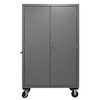 Mobile Cabinet, 16 Gauge, 48 x 24 x 81, 4 Adj Shelves, Flush Doors, 6 x 2 Phenolic Casters - 2 rigid, 2 swivel, Lockable, Chrome Handle w/ Keys, Gray