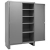 Cabinet, 16 Gauge, 48 x 24 x 78, 4 Adj Shelves, Flush Doors, Lockable, Chrome Handle w/ Keys, Gray