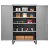 Cabinet, 16 Gauge, 48 x 24 x 78, 4 Adj Shelves, Flush Doors, Lockable, Chrome Handle w/ Keys, Gray